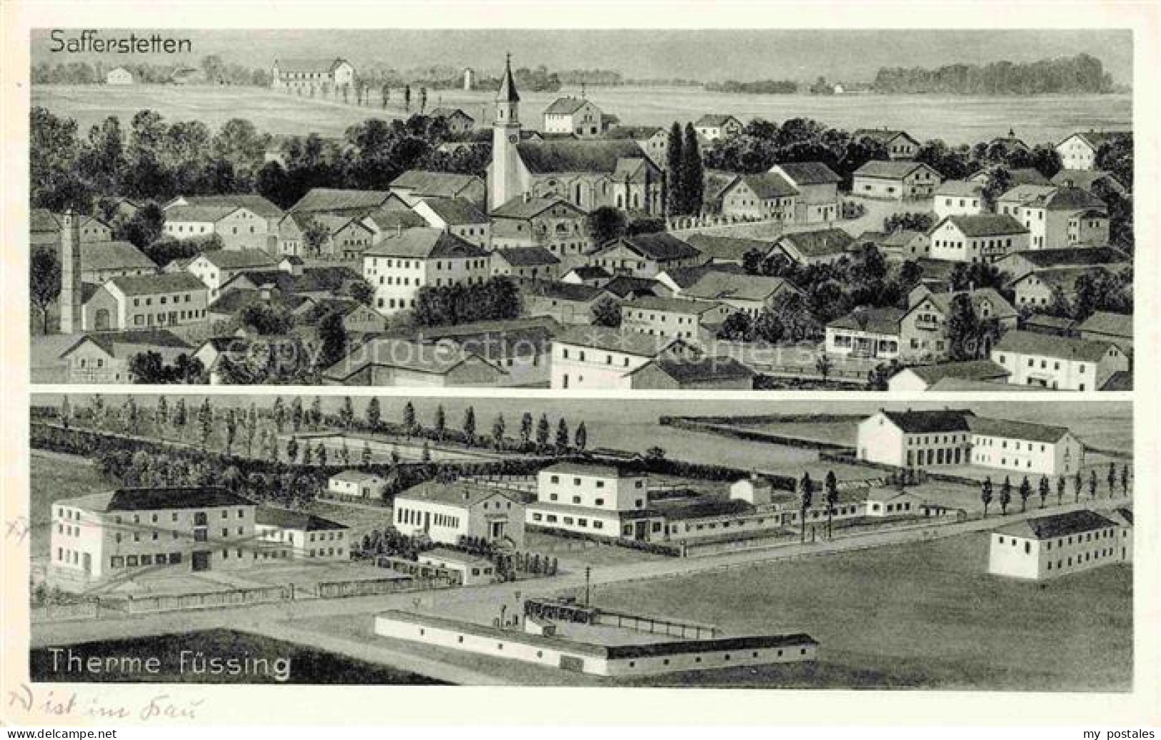 Safferstetten Bad Fuessing Bayern Stadtpanorama Therme Fuessing Illustration