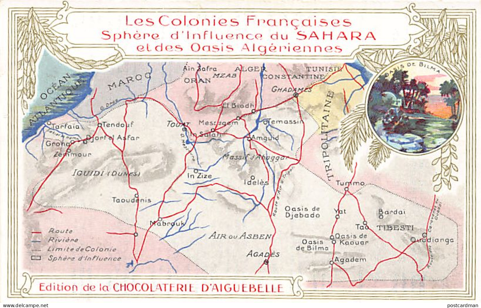 Sahara - Carte géographique du territoire - Ed. Chocolaterie d'Aiguebelle