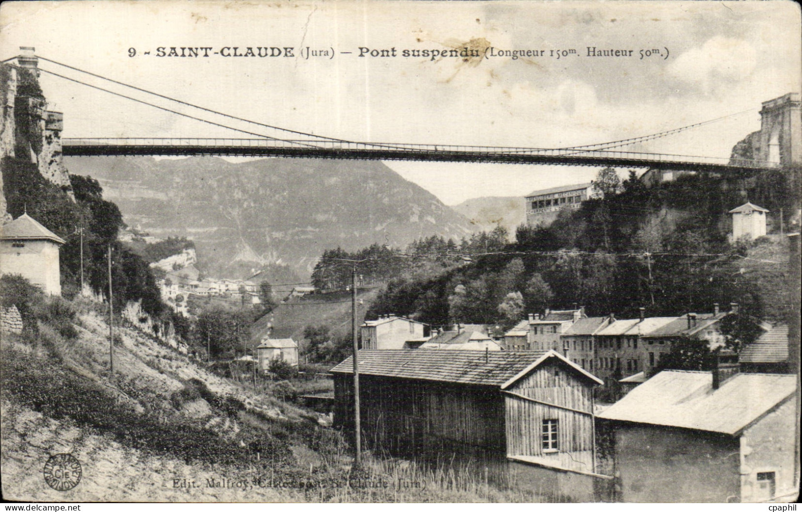 Saint Claude- Pont Suspendu - CPA