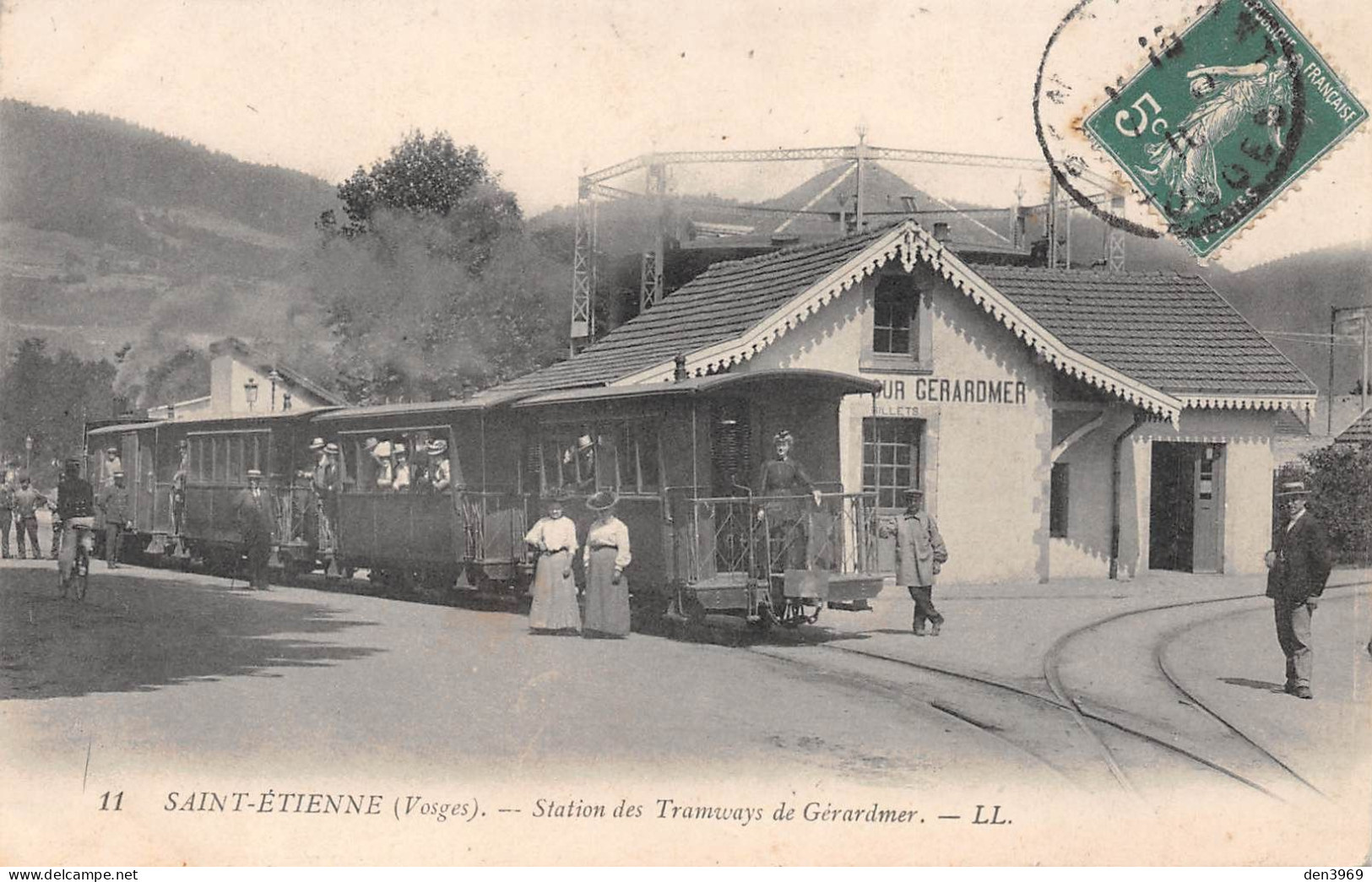 SAINT-ETIENNE-les-Remiremont (Vosges) - Station des Tramways de Gérardmer - Voyagé 1910 (2 scans)