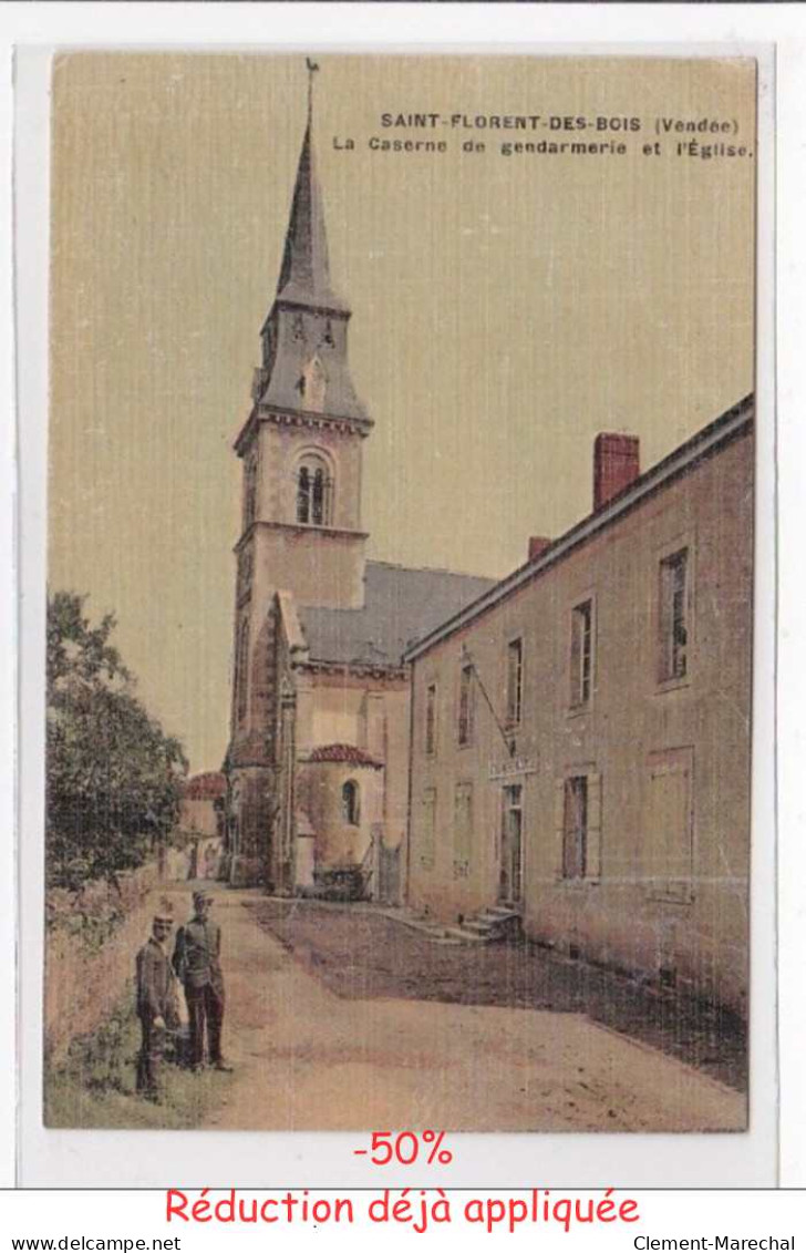 SAINT-FLORENT-des-BOIS : la caserne de gendarmerie et l'eglise (toillée) - Tres bon etat