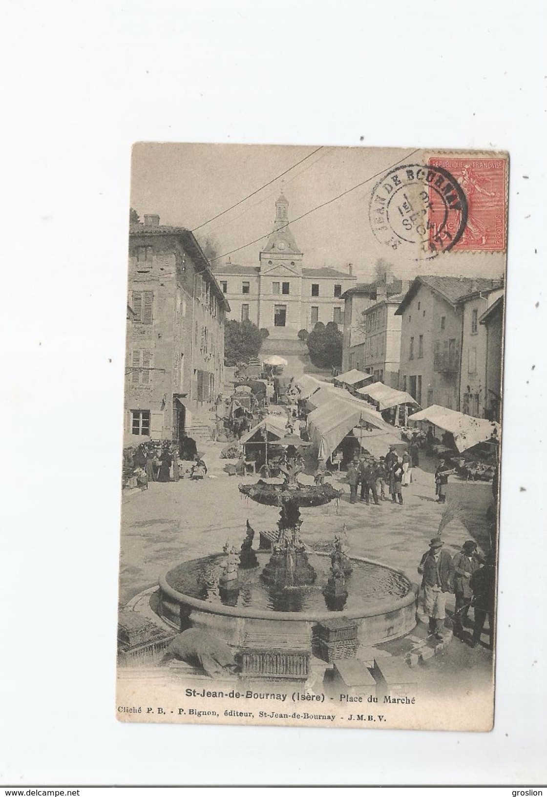 SAINT JEAN DE BOURNAY (ISERE) PLACE DU MARCHE 1904 (BELLE ANIMATION)