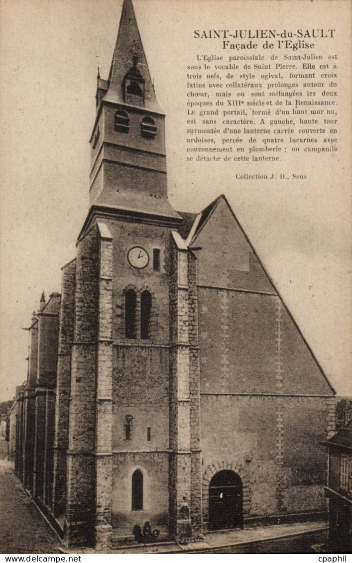 Saint Julien du Sault CPA Facade de l'eglise