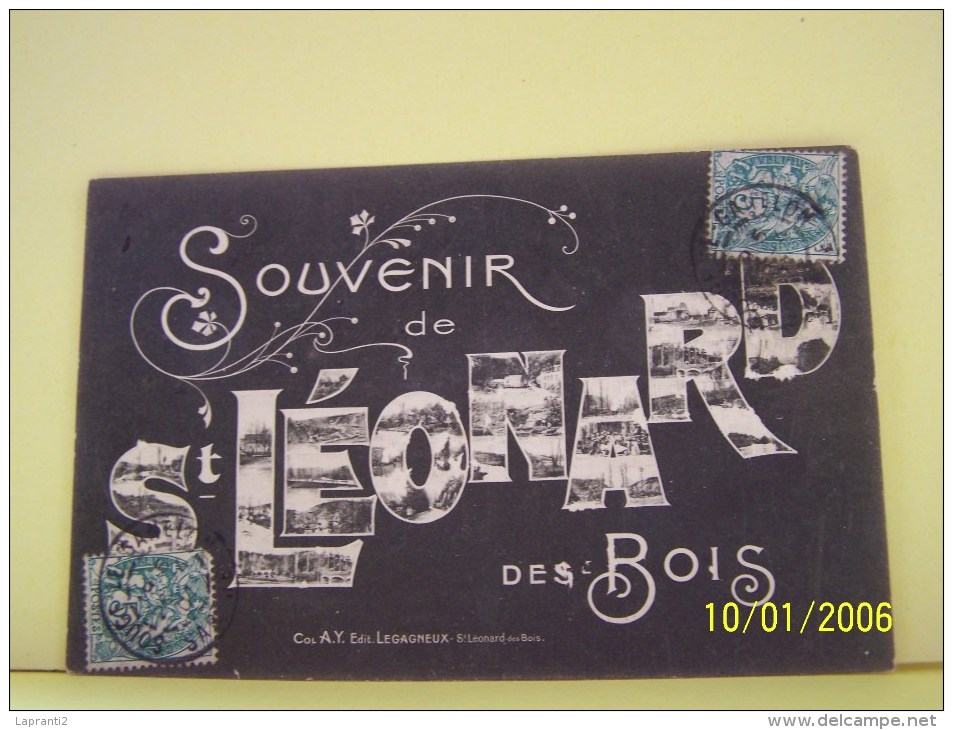 SAINT-LEONARD-DES-BOIS (SARTHE) CARTE FANTAISIE. SOUVENIR DE.........