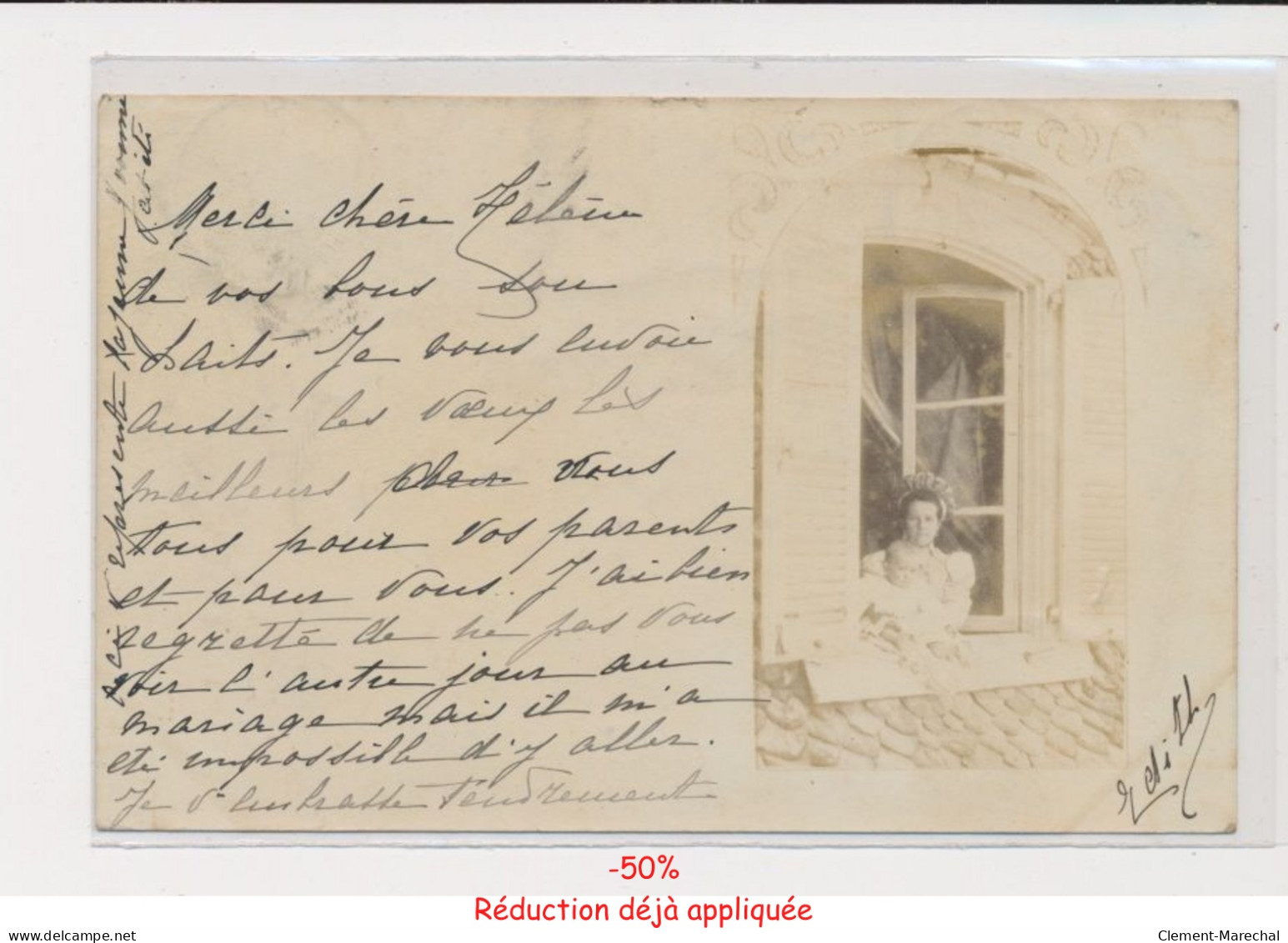 SAINT MAMET LA SALVETAT - Carte photo - Femme et enfant à la fenêtre - Très bon état