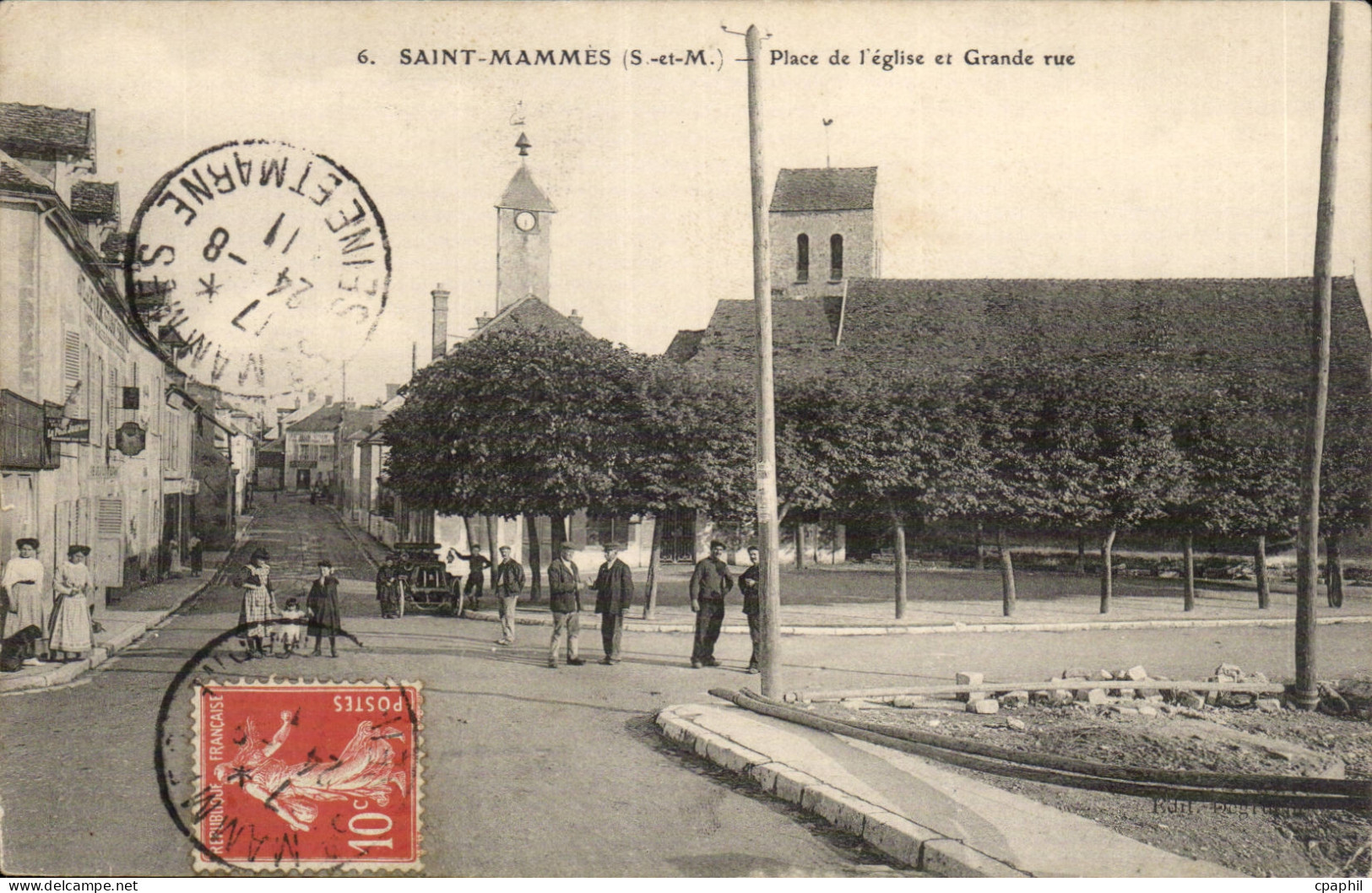 Saint Mammes - Place de l'Eglise et Grande rue- CPA