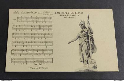 Cartolina Inno Nazionale Repubblica di S. Marino - Statua della Libertà (Del Galletti)