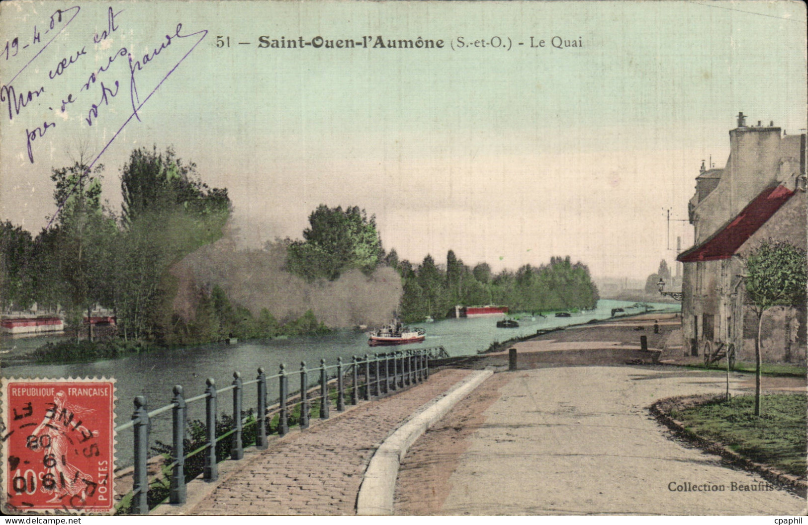 Saint Ouen l'aumone CPA Le quai (carte toilee)