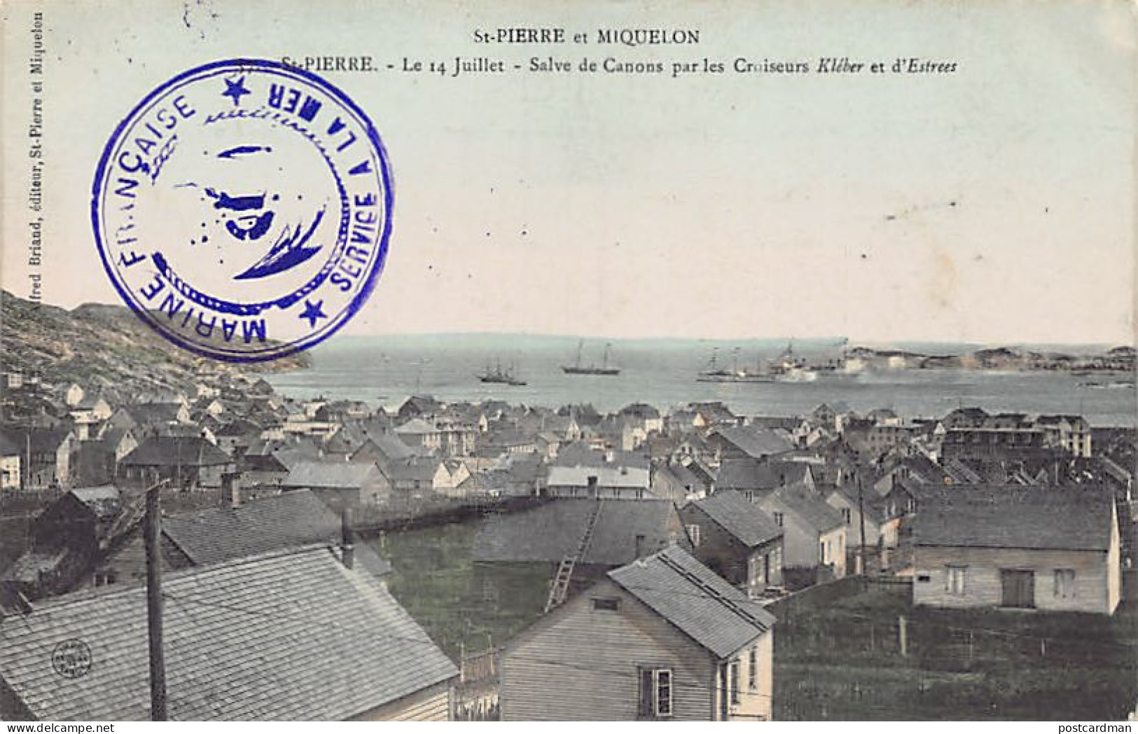 Saint-Pierre-et-Miquelon - SAINT-PIERRE - Le 14 juillet - Salve de canons par les Croiseurs Kléber et d'Estrées - Ed. Al