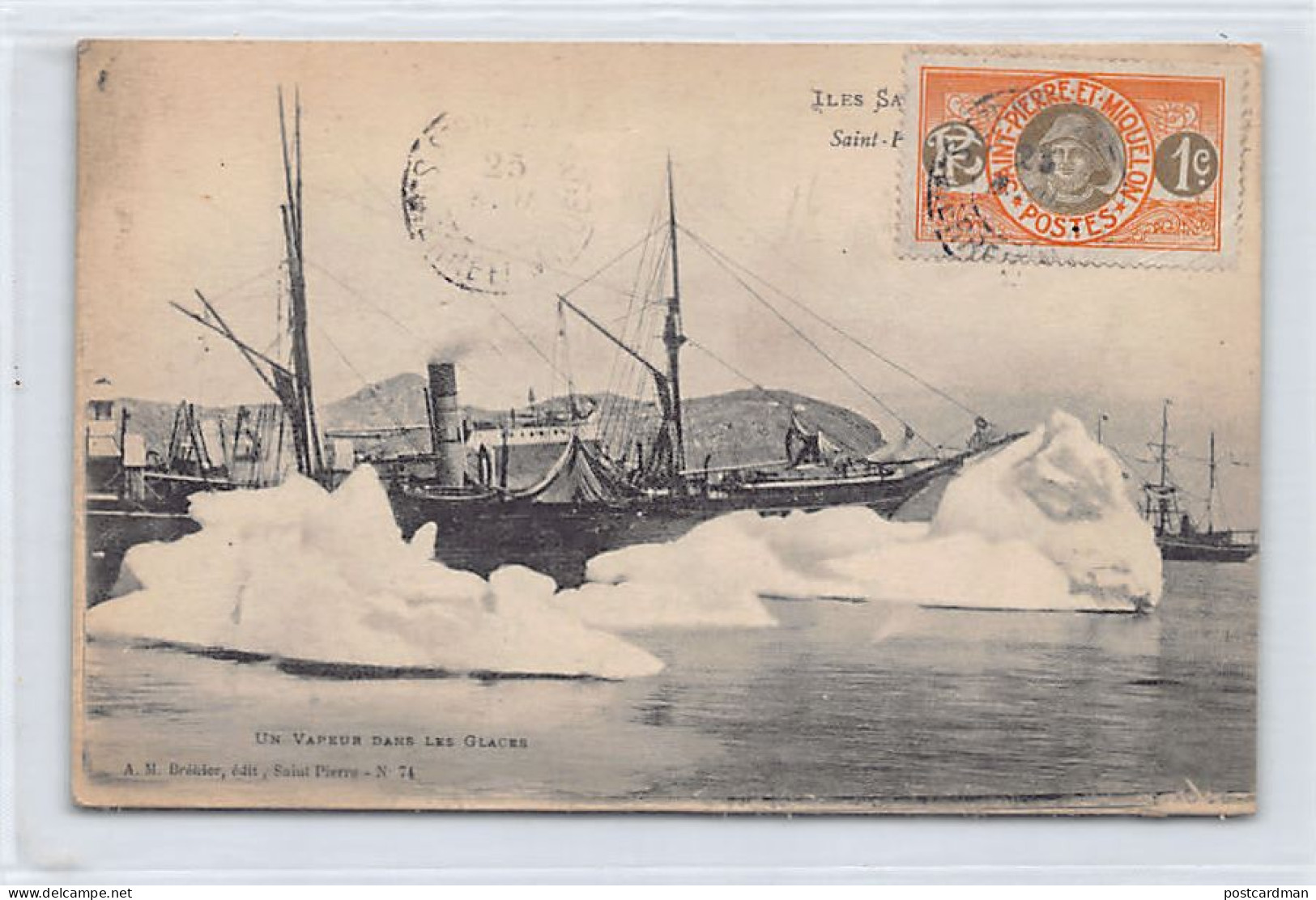 SAINT PIERRE & MIQUELON - Un vapeur dans les glaces - Ed. A.M. Bréhier 74