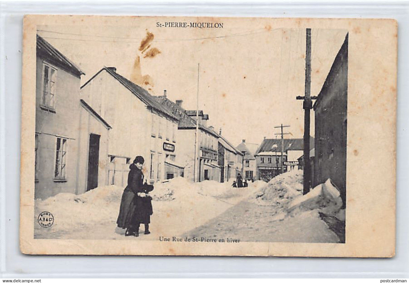 SAINT PIERRE & MIQUELON - Une rue de Saint-Pierre en hiver - Ed. A. Bergeret & Cie