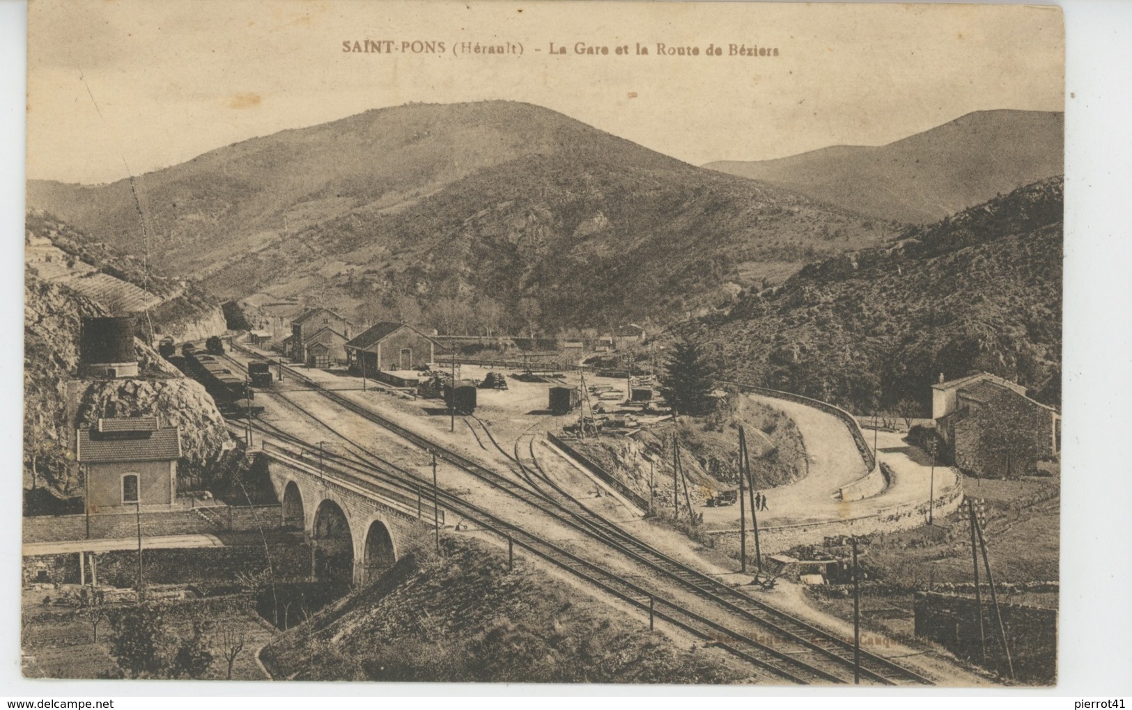 SAINT PONS DE THOMIERES - La Gare et la Route de Béziers