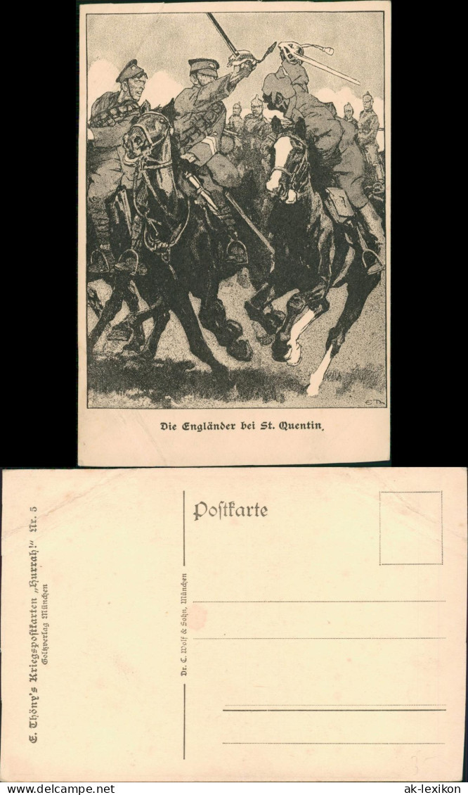 Saint-Quentin Saint-Quentin Die Engländer Schlacht Künstlerkarte 1915