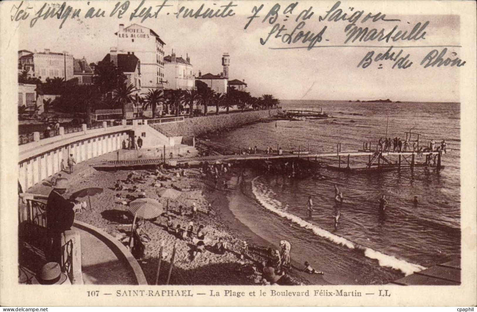 Saint Raphael La Plage et le Boulevard Felix Martin - CPA