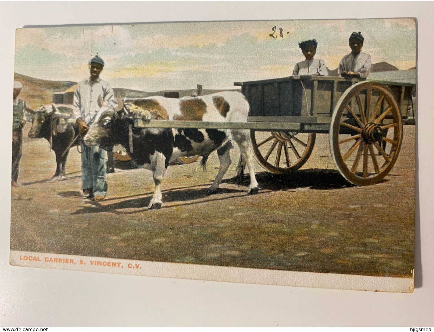Saint Vincent and the Grenadines S Vincent CV local carrier cow carriage Cabo Verde stamp 18614 post card POSTCARD