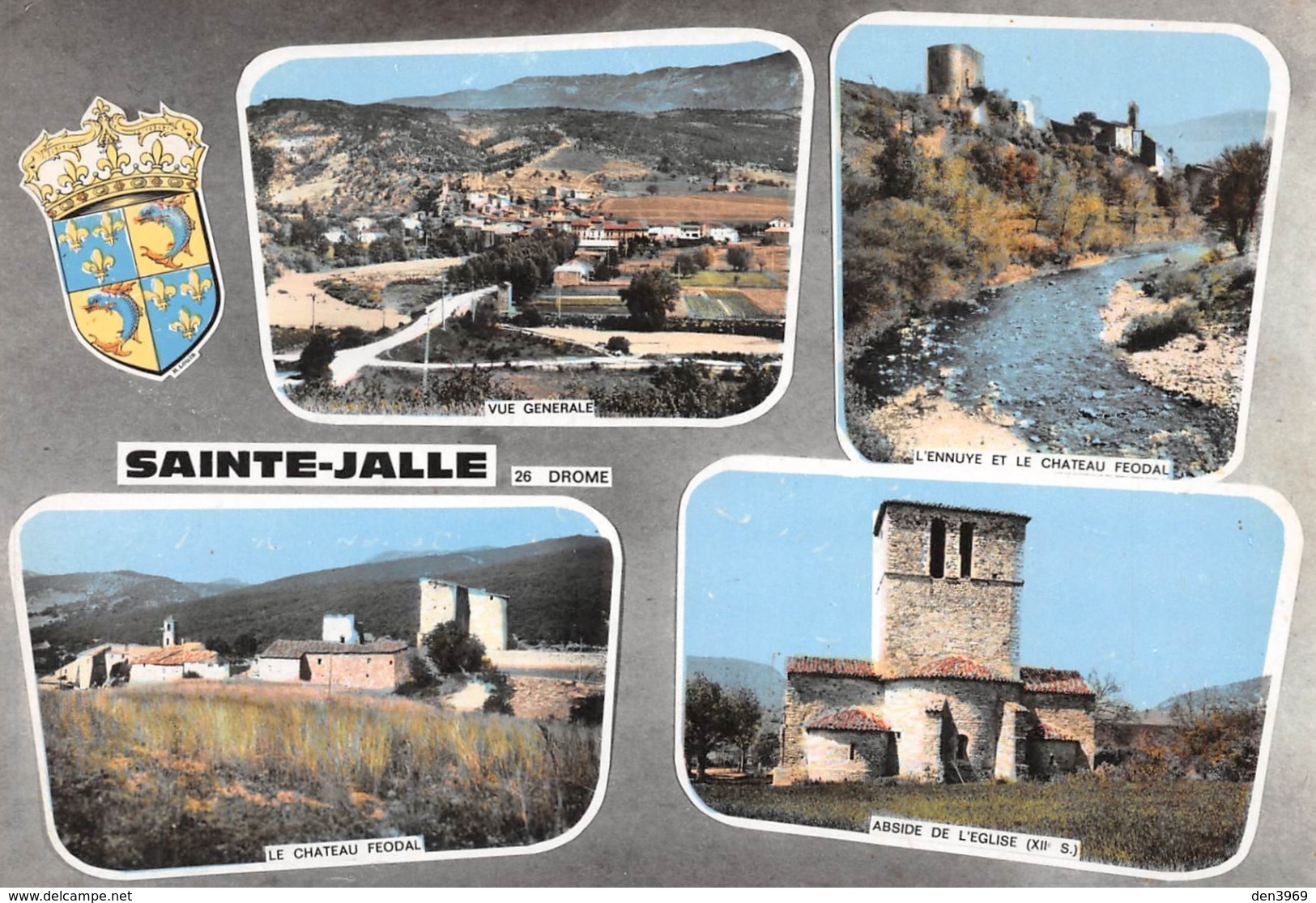 SAINTE-JALLE - Vue générale - L'Ennuyé et le Château féodal - L'Eglise - Blason Robert Louis