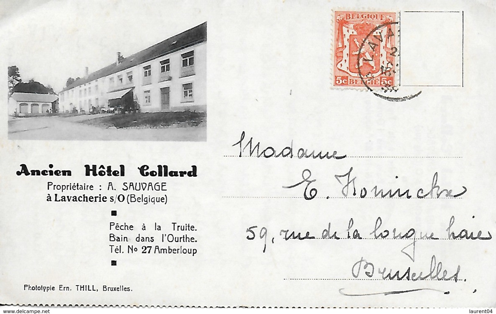 SAINTE-ODE. LAVACHERIE SUR OURTHE. ANCIEN HOTEL COLLARD. CARTE LETTRE MULTIVUES