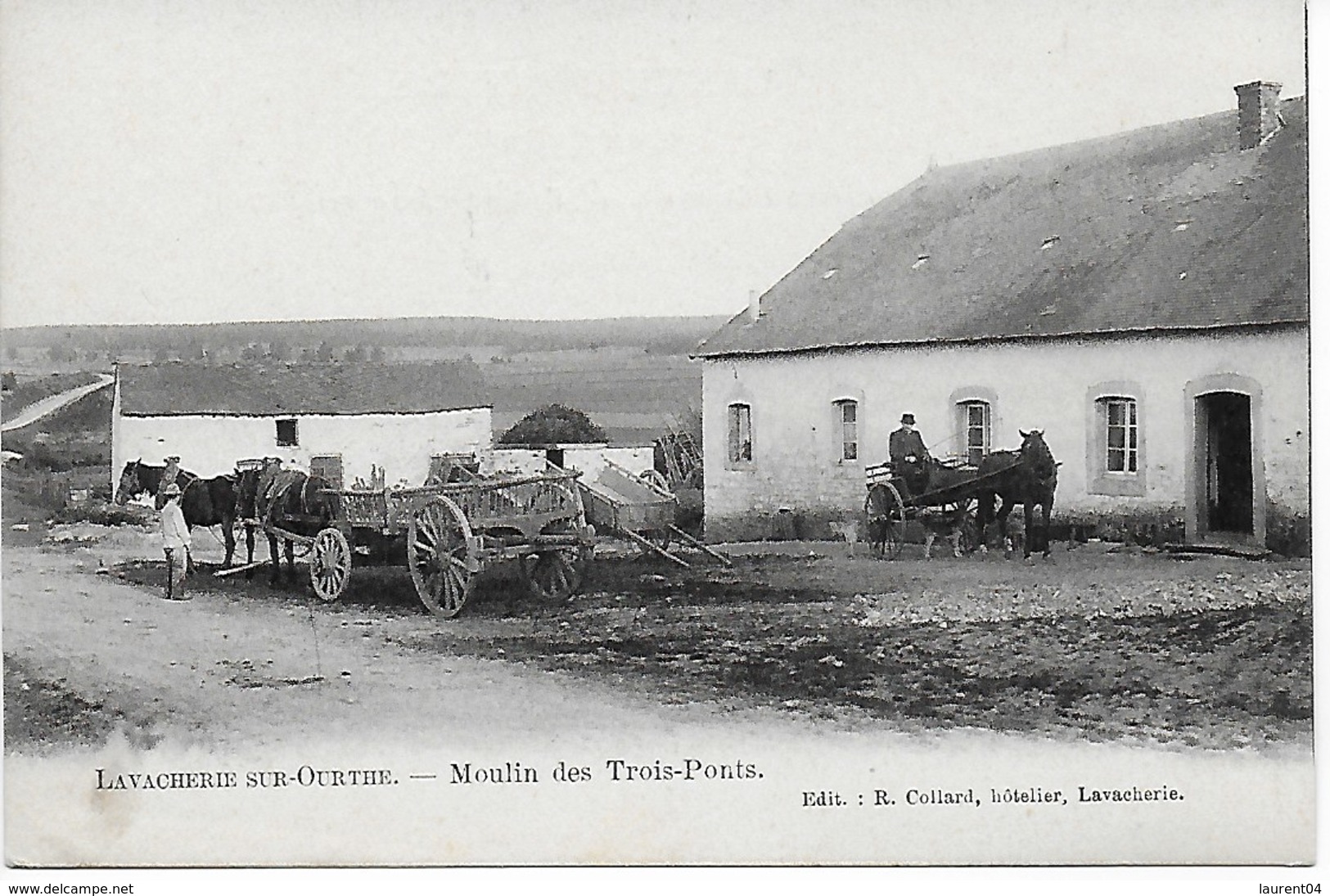 SAINTE-ODE. LAVACHERIE SUR OURTHE.  MOULIN DES TROIS-PONTS.  BELLE ANIMATION AVEC ATTELAGES.