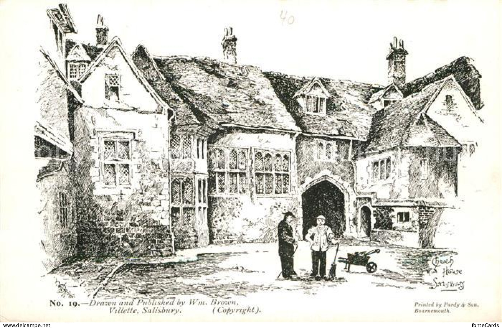 Salisbury Wiltshire Villette Guest House Drawing Kuenstlerkarte