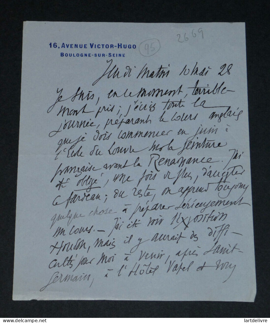 Salomon REINACH - LETTRE AUTOGRAPHE SIGNÉE - Boulogne-sur-Seine - 2 pages - 1928