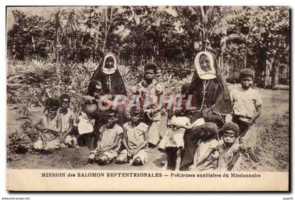Mission de Salomon Septentrionales - Precieuses auxiliaires du Missionaire - enfant - children painted face - CPA
