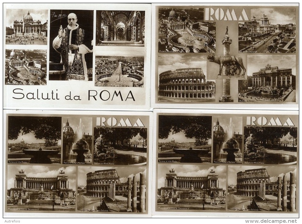 SALUTI DA ROMA  -  4 CPM DIVERSES  1940 / 50