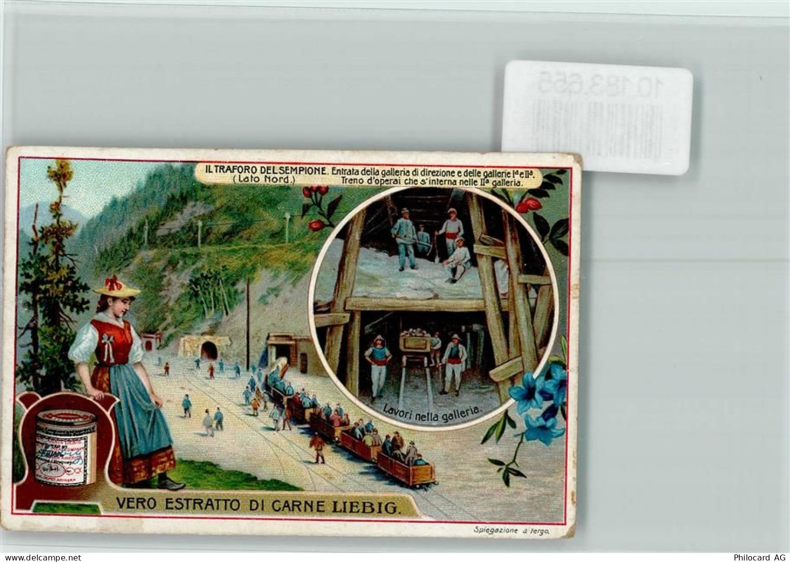 Sammelbild Liebig, Il Traforo del Sempione , Tunnelbau Berufe - 10183655