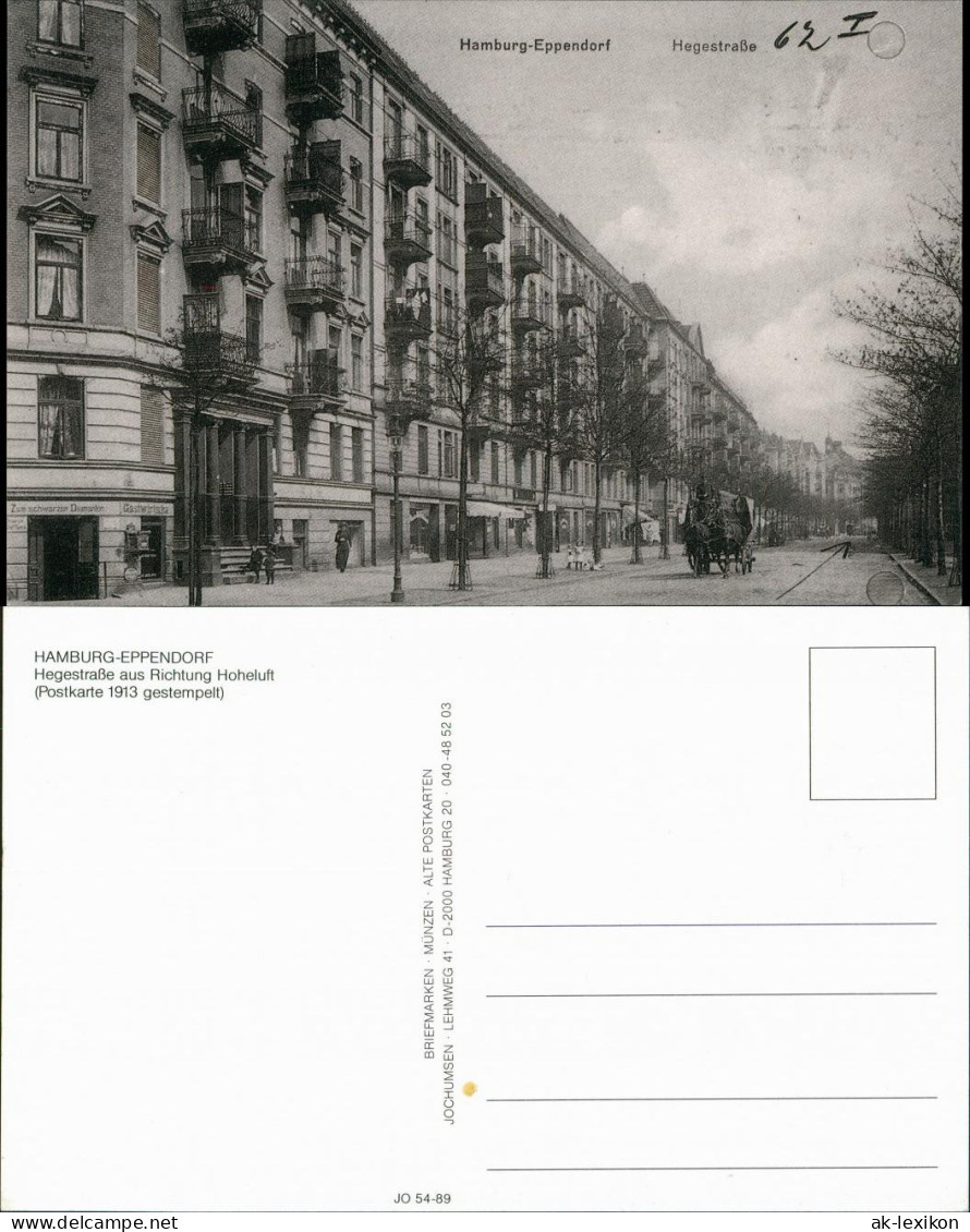 Sammelkarte Eppendorf-Hamburg Hegestrasse Repro-Ansicht ca. anno 1910 1989