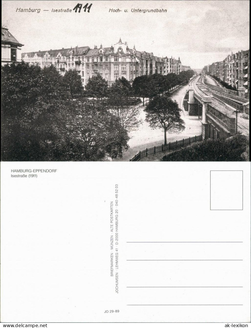 Sammelkarte Eppendorf-Hamburg Isestraße (Repro-Ansicht anno 1911) 1989