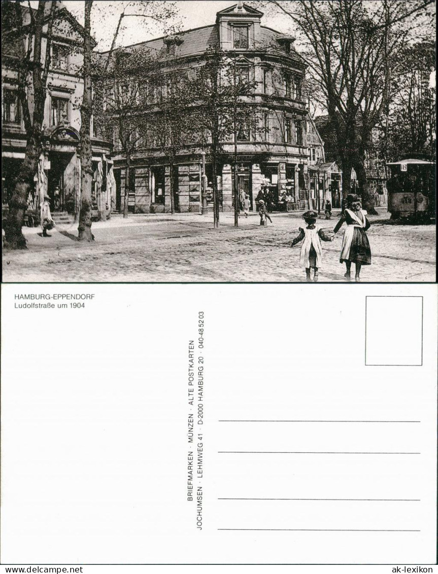 Sammelkarte Eppendorf-Hamburg Ludolfstraße um 1904 Repro-Ansicht 1989