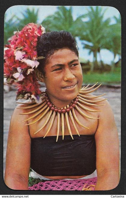 Samoa Samoan Girl Traditional Flower Headdress Tuiga Bone Lei