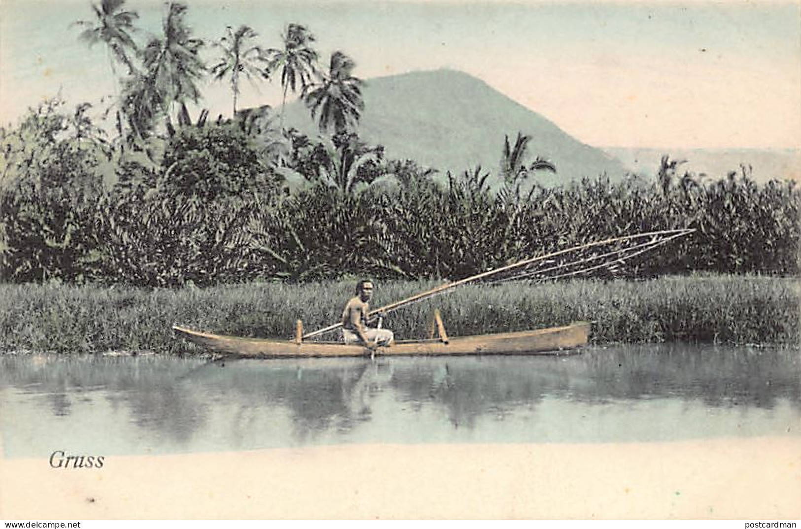 Samoa - Fisherman in canoe - Publ. A. Tatersall