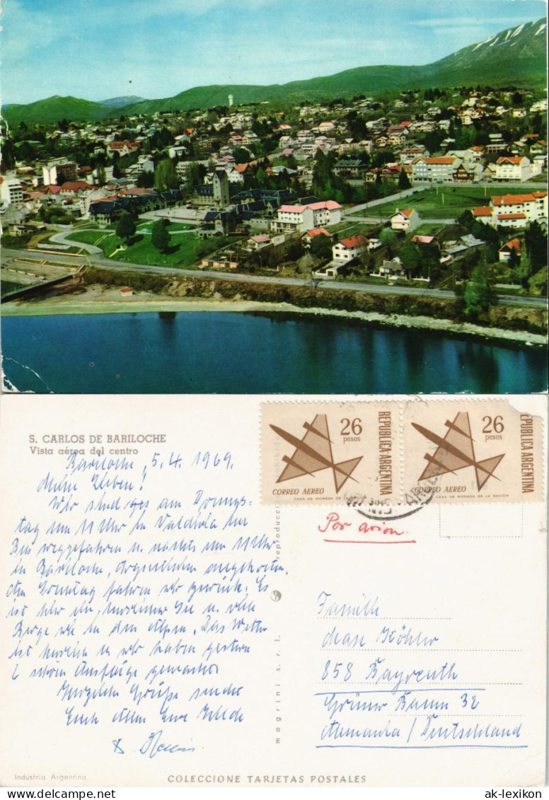 San Carlos de Bariloche Vista aérpa del centro, City  Argentinien 1969