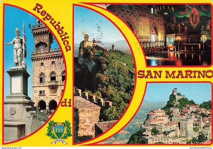 SAN MARINO - Palazzo dei Reggenti - Statua della Libertà - Tre Torri - Rocca Guaita - Salon - Carte postale ancienne