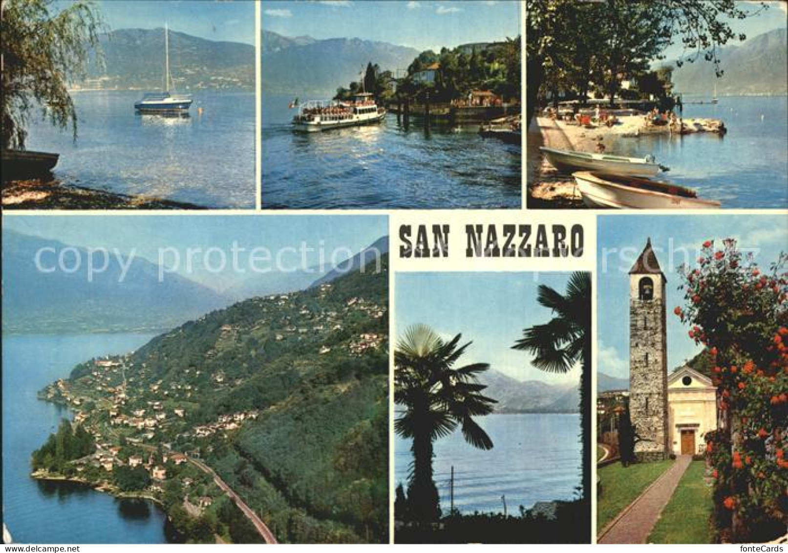 San Nazzaro Lago Maggiore Kirche Schiffsanlegestelle Segelboot