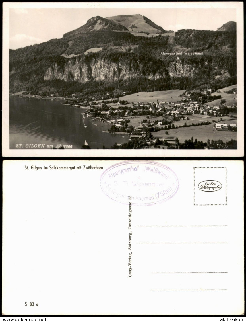 Sankt Gilgen St. Gilgen Panorama von St. Gilgen mit Zwölferhorn und Abersee 1955