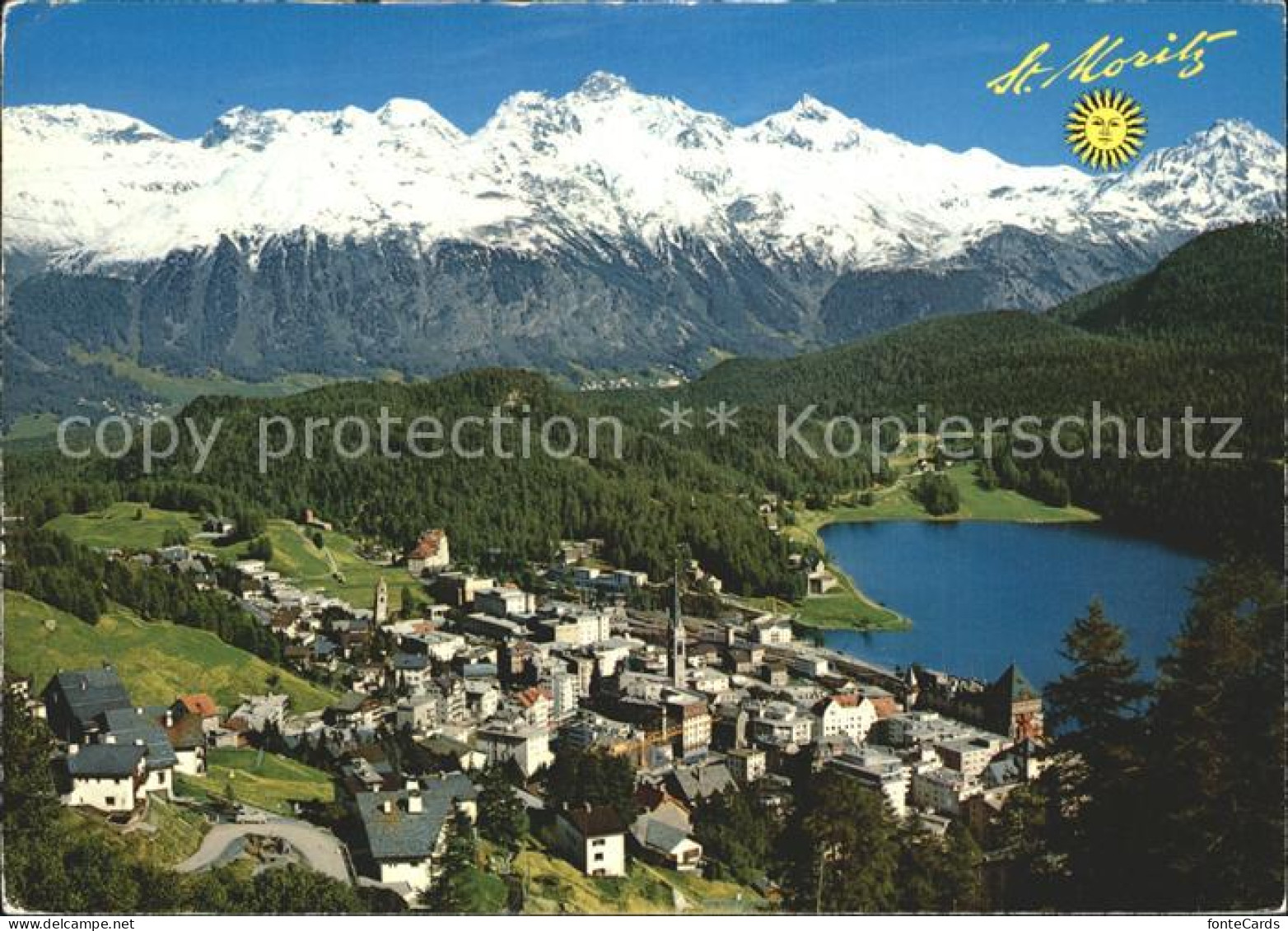 Sankt Moritz Wallis Ortsansicht See