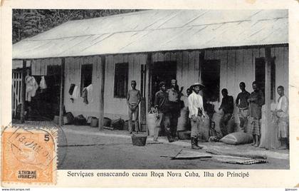 SAO TOME-ET-PRINCIPE - SERVICAES ENSACCANDO CACAU ROCA NOVA CUBA, ILHA DO PRINCIPE