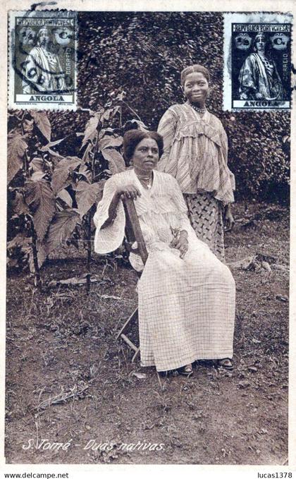 SÃO TOMÉ E PRÍNCIPE / DUAS NATIVAS / BEL AFFRANCHISSEMENT ANGOLA
