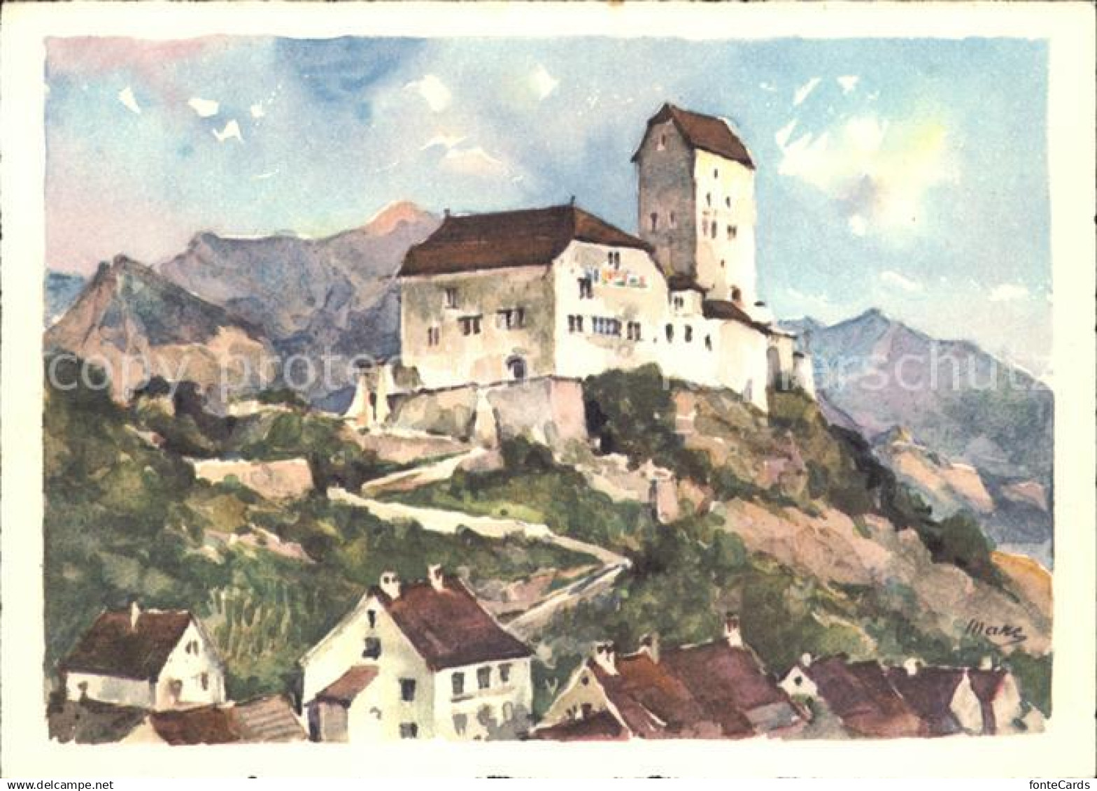 Sargans Schloss Sargans Kuenstlerkarte