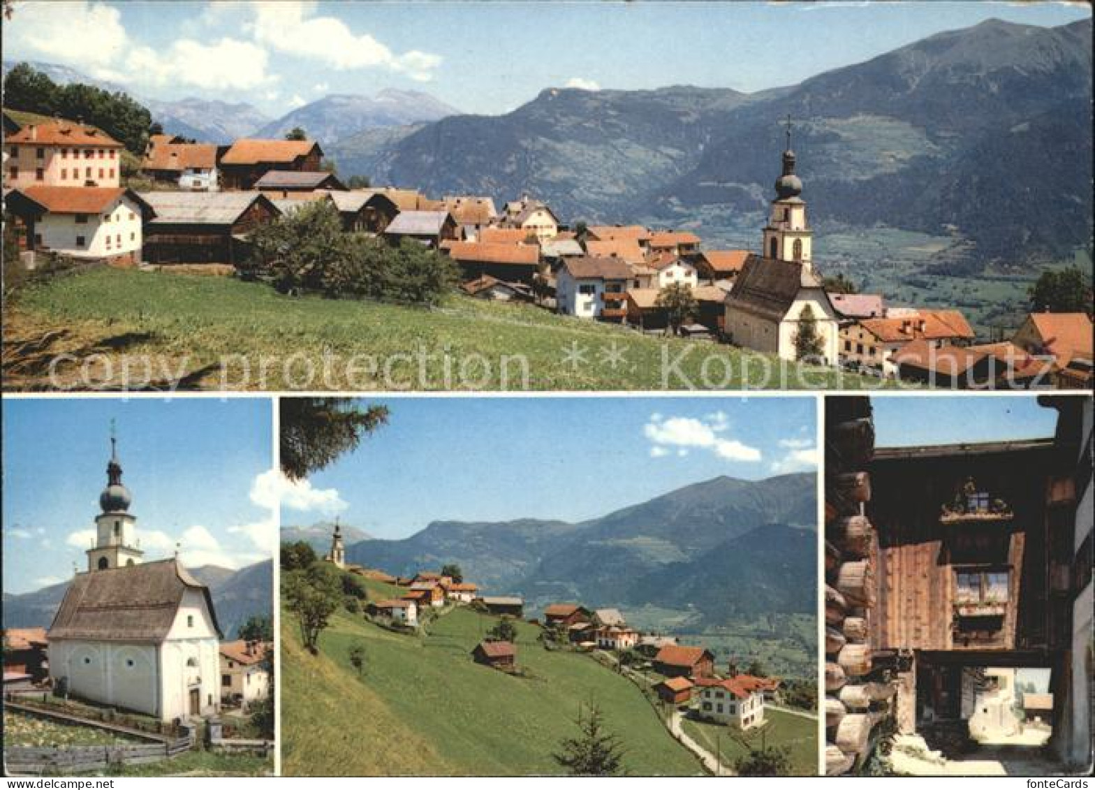 Sarn Hinterrhein Panorama Kirche Dorfpartie