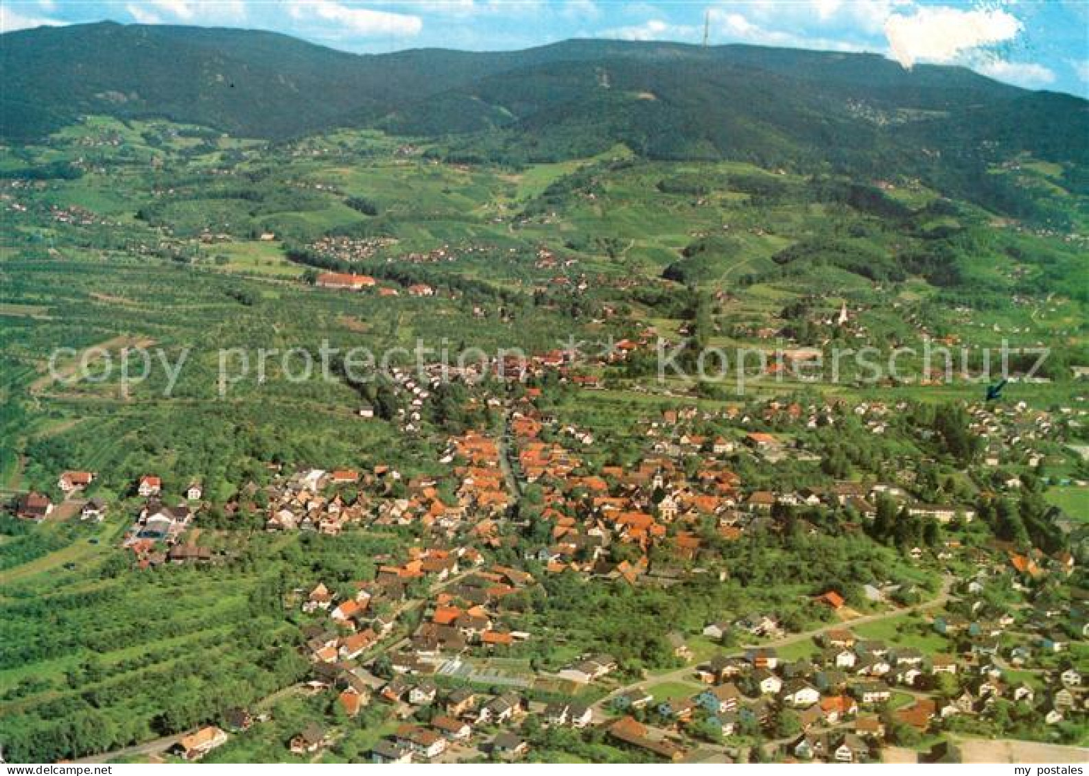 Sasbach Achern Fliegeraufnahme mit Obersasbach und Hornisgrinde