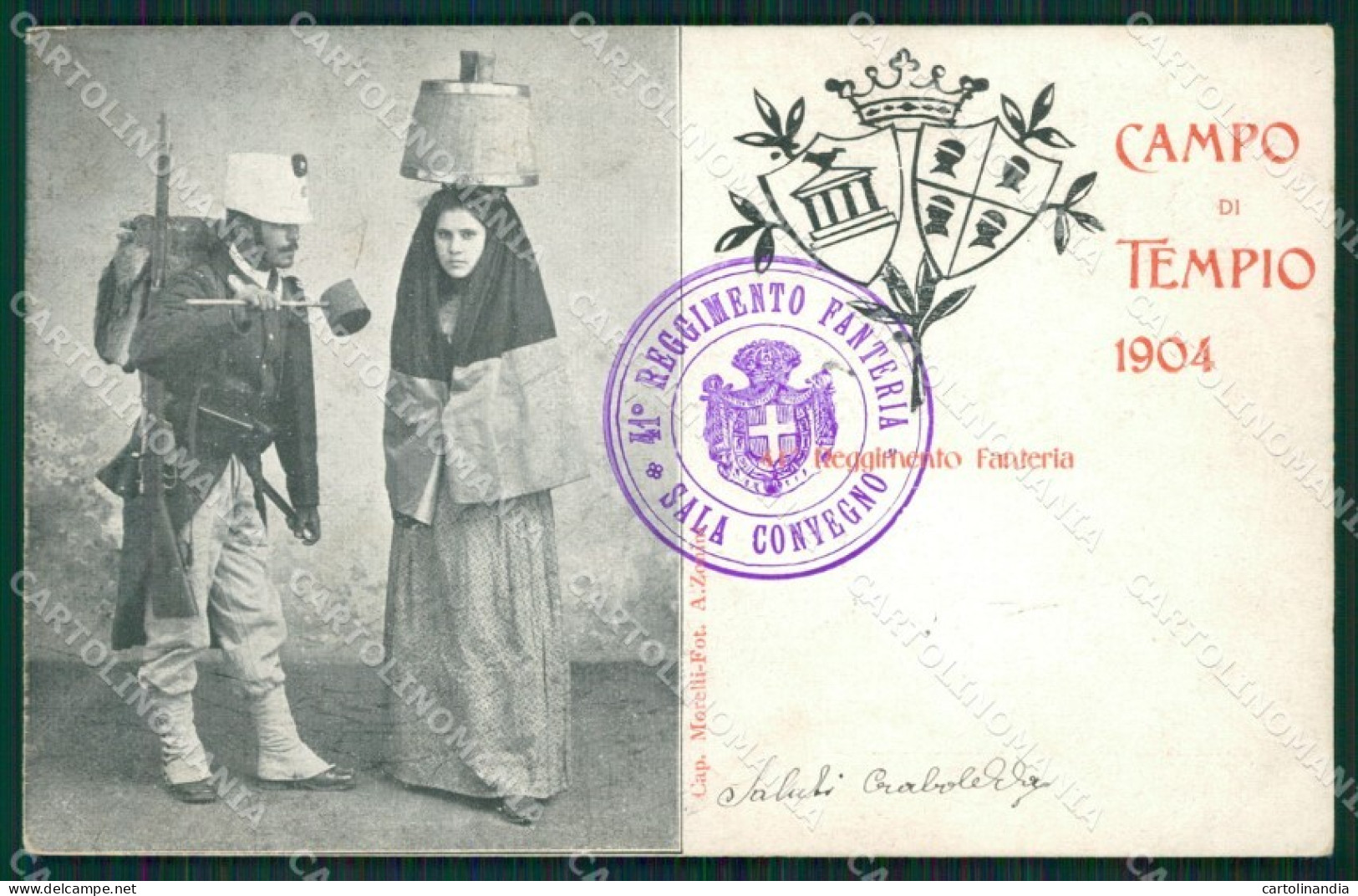 Sassari Olbia Tempio Pausania Costumi Militari cartolina QT2398