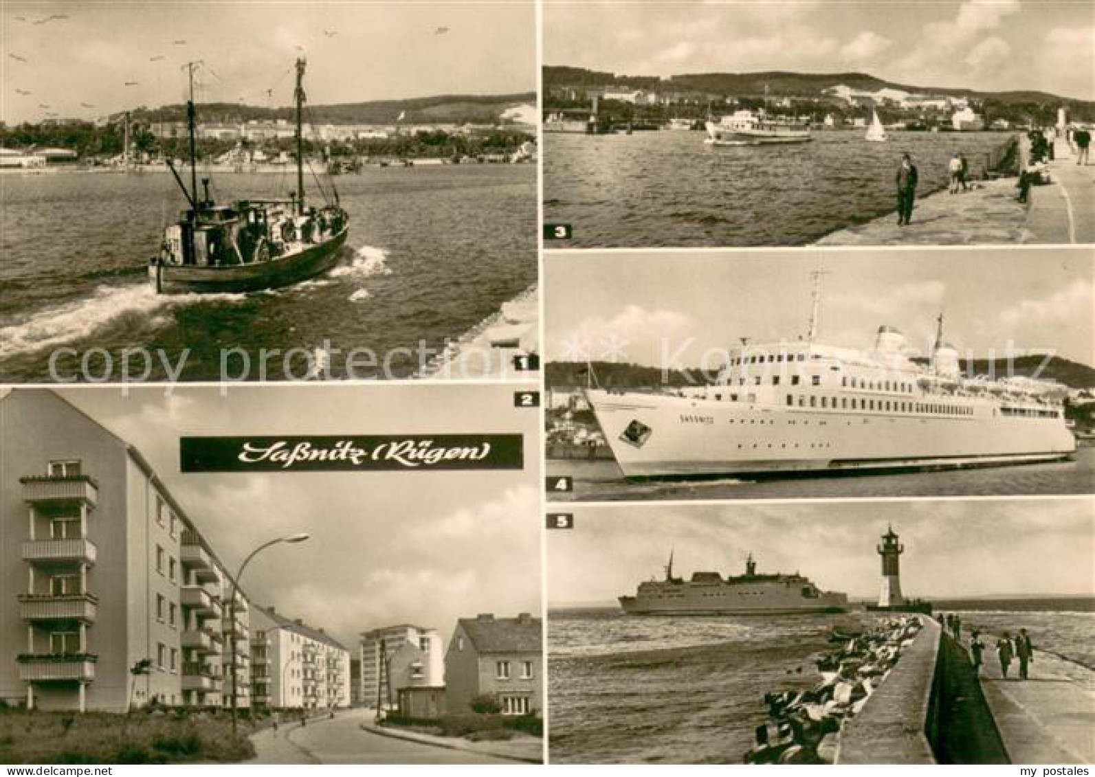 Sassnitz Ostseebad Ruegen Hafen Fischkutter Faehrschiff Sassnitz Schwedenfaehrsc