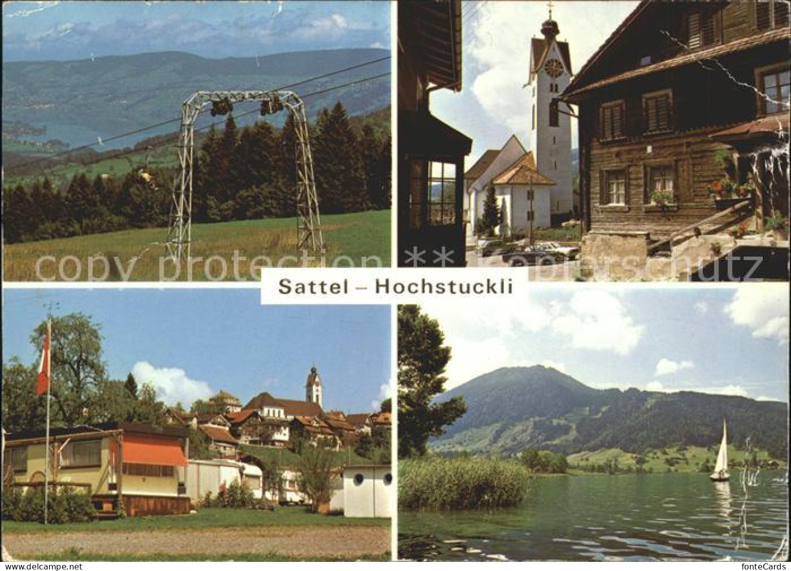 Sattel Hochstuckli SZ Luftseilbahn Dorfpartien KIrche