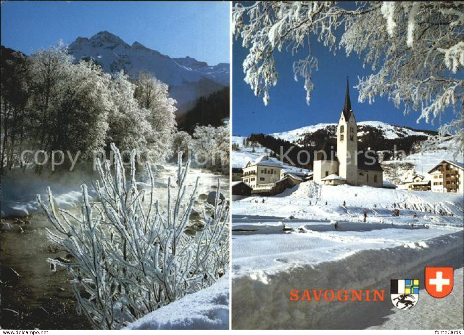 Savognin Kirche Winterlandschaft
