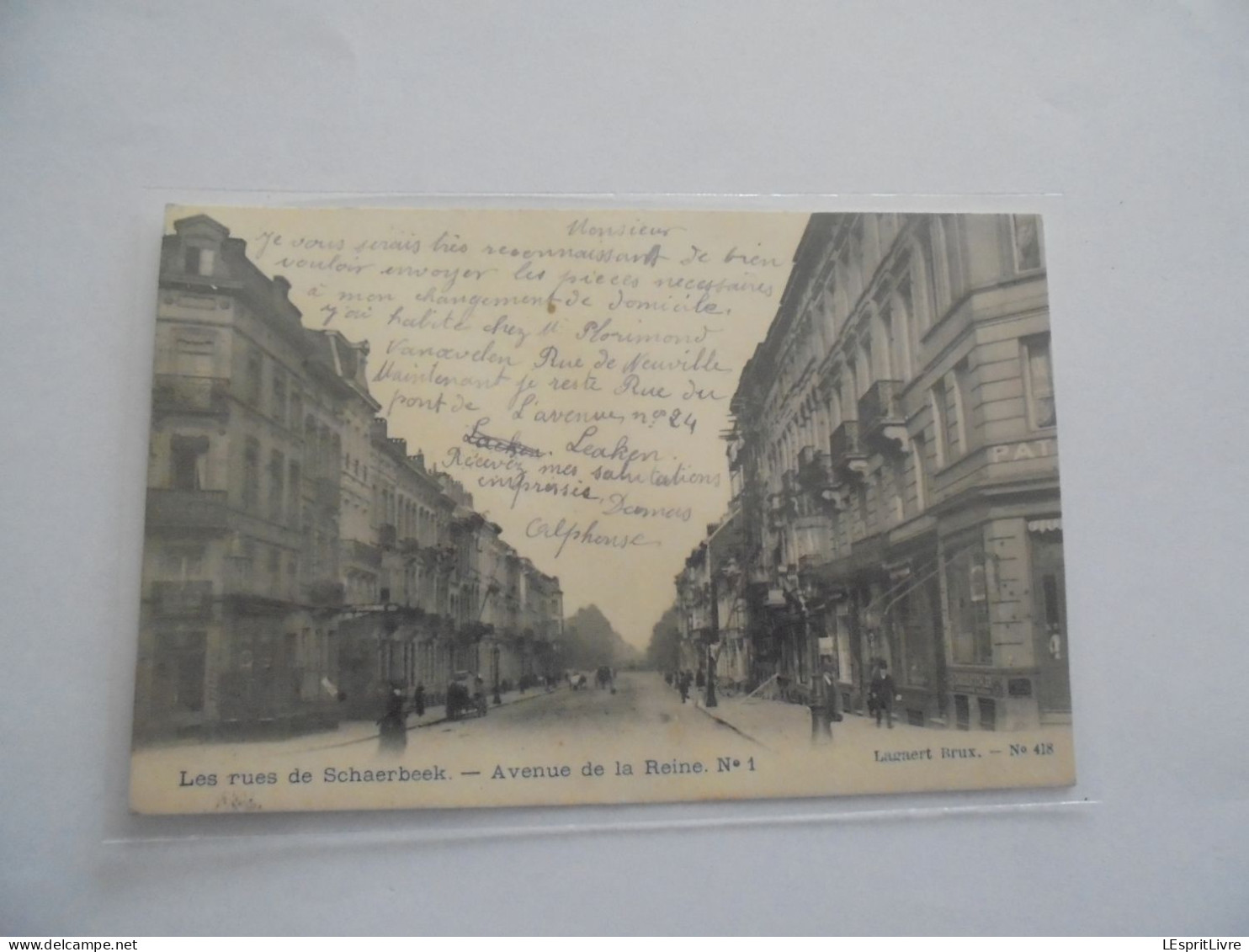 SCHAARBEEK SCHAERBEEK Les Rues de Schaerbeek Avenue de la Reine N° 1 Animée  Bruxelles Carte Postale Précurseur Postcard
