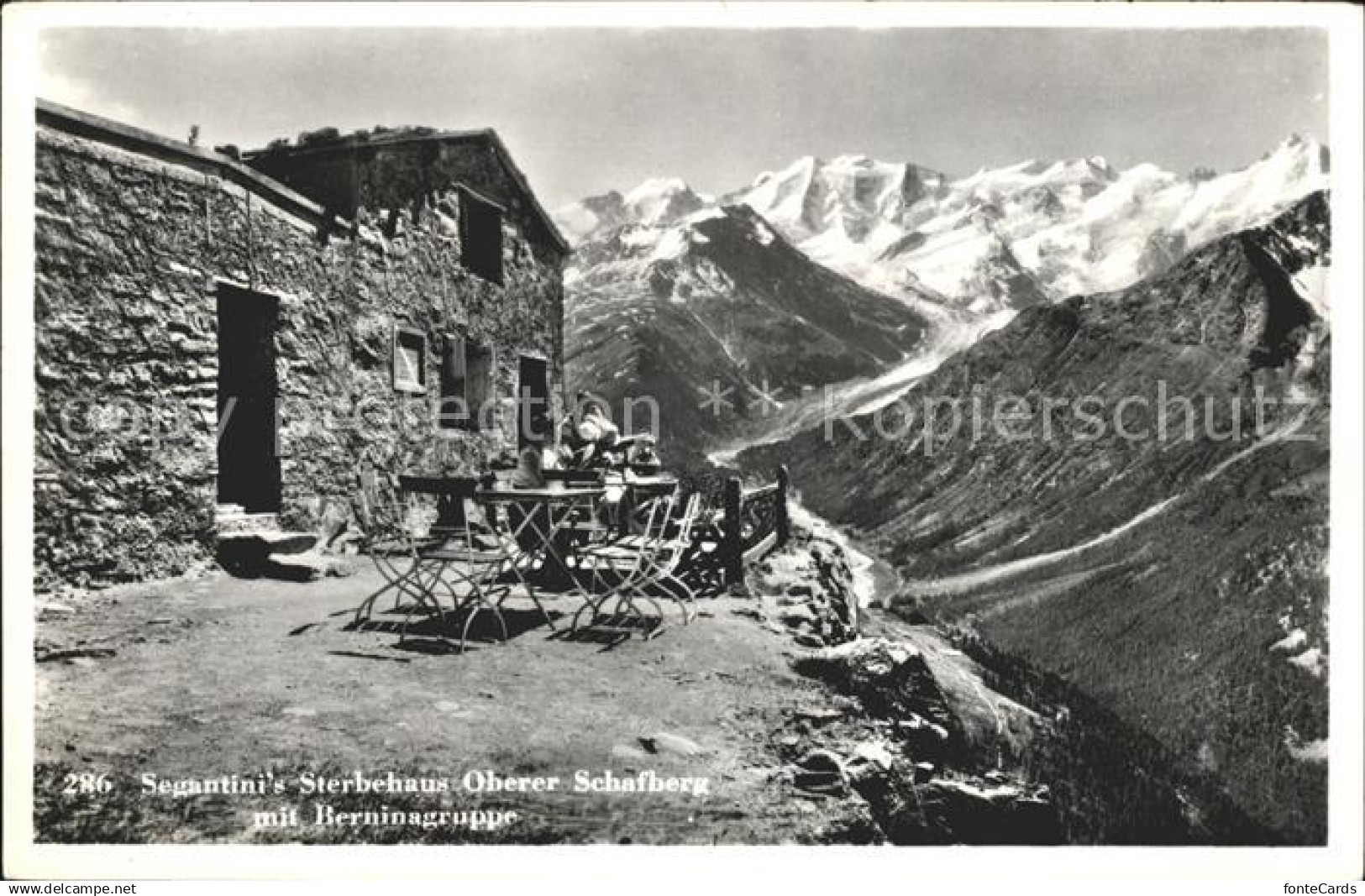 Schafberg Boltigen Segantinis Sterbehaus Oberer Schafberg mit Berninagruppe