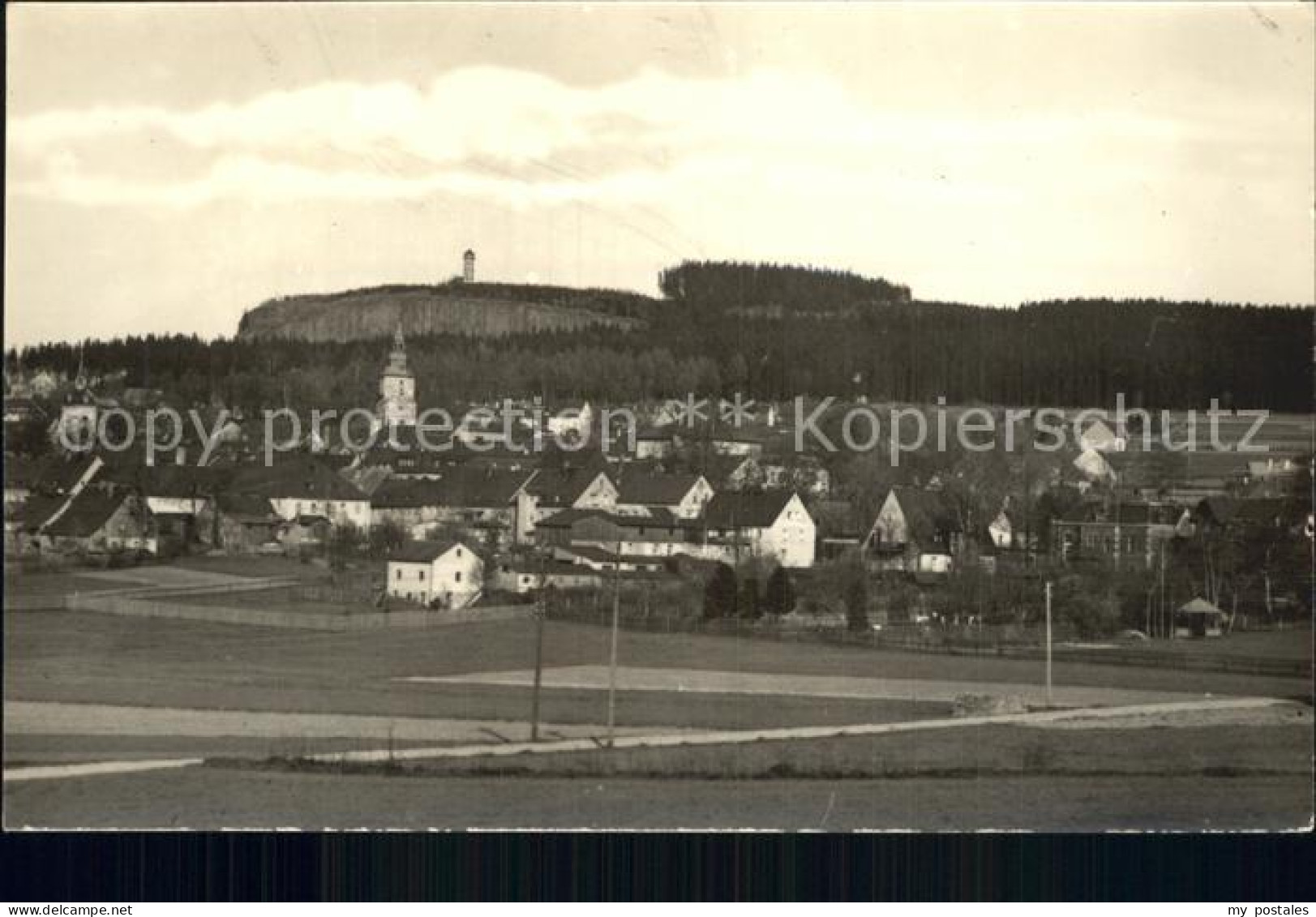 Scheibenberg Ortsansicht mit Kirche Handabzug
