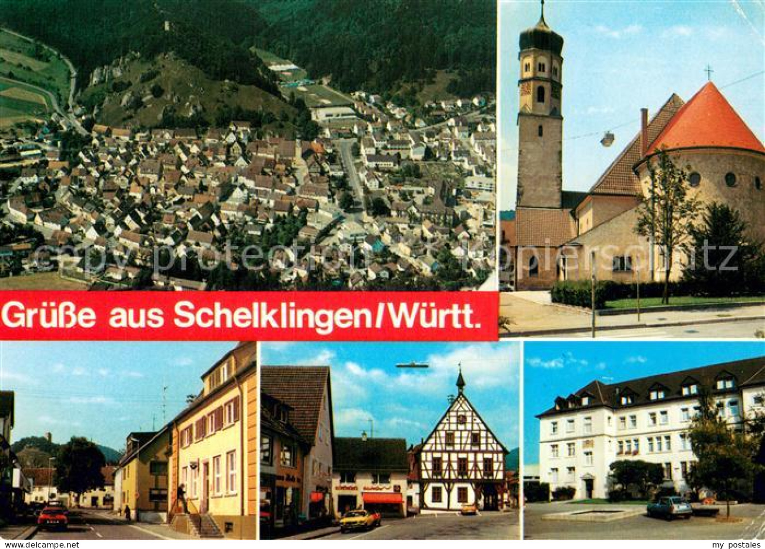 Schelklingen Fliegeraufnahme Kirche Strassenpartie Schloss
